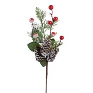 Karácsonyi pick piros bogyós ág 36 cm