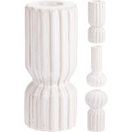 Gyertyatartó 12,5x5x5cm 3-féle krémszínű bordázott porcelán