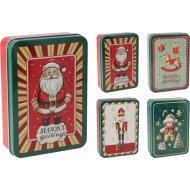 Karácsonyi tárolódoboz 13,4x9,5x3,7cm 4-féle fém