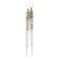14,5 cm-es glitteres pezsgő színű jégcsap karácsonyfadísz 2db/szett