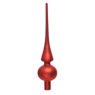 Üveggömb csúcsdísz 26cm matt piros