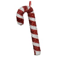 Karácsonyfadísz cukorka 20,5 cm fehér-piros