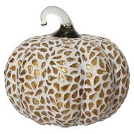 Dekor tök mozaikos 16cm üveg fehér