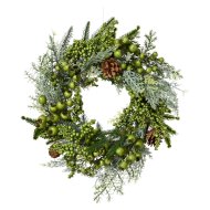 Fenyőkoszorú díszített 40cm