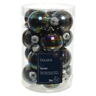 Üveggömb szett 3,5 cm fekete írisz 16 db/csomag
