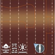 Fényfüggöny 200 LED melegfehér 2x2 méter IP44