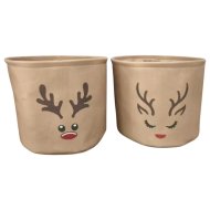 Tároló kosár 25x25x20cm 2-féle szarvas minta