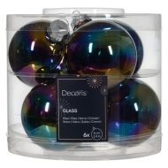 6 db-os 6cm fekete írisz üveggömb szett