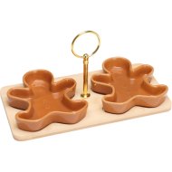 Tálalókészlet 3darabos mézeskalács forma bambusz-porcelán
