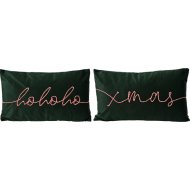 Díszpárna karácsonyi felirattal 50x30x8cm zöld színben