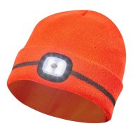 Sapka LED világítással fényvisszaverő csíkkal narancssárga színben