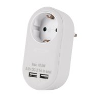 Entac hálózati adapter 1 földelt aljzat 2 USB m.3680W 250V fehér