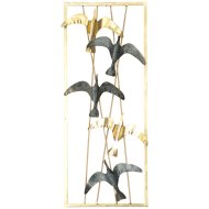 Falidekor madarak 24,8x61x3,8cm arany-szürke, fém