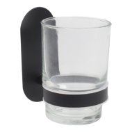 Cozzy fogkefetartó fali öntapadós fekete rozsdamentes acél és üveg