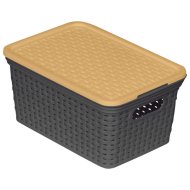 Rival Kis rattan tárolókosár fedéllel 4,6L s.szürke-barna műanyag