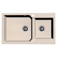 Kuchinox Laveo Milos90 mosogató gránit 2 medence bézs 86x50x21,5cm 3,5&quot;