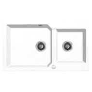 Kuchinox Laveo Milos90 mosogató gránit 2 medence fehér 86x50x21,5cm 3,5&quot;