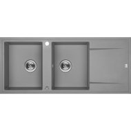 Kuchinox Laveo Megalo mosogató gránit 2 medence+csepegtetőtálca szürke 116x50x18,5cm 3,5&quot;