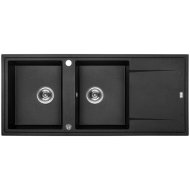 Kuchinox Laveo Megalo mosogató gránit 2 medence+csepegtetőtálca fekete 116x50x18,5cm 3,5&quot;