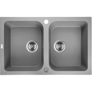 Kuchinox Laveo Celia mosogató gránit 2 medencés, szürke, 76x48x18,4cm