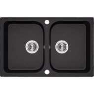 Kuchinox Laveo Celia mosogató gránit 2medencés, fekete, 76x48x18,4 cm, 3,5&quot;