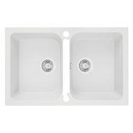Kuchinox Laveo Celia mosogató gránit 2medencés, fehér, 76x48x18,4cm 3,5&quot;