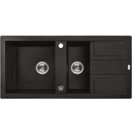 Kuchinox Laveo Barbados mosogató gránit 1,5 medencés+csepptálca fekete 100x48x18,5 cm, 3,5&quot;