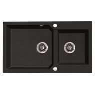 Kuchinox Laveo Milos90 mosogató gránit 2 medence fekete 86x50x21,5cm 3,5&quot;
