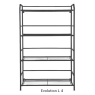 Evolution L4 67x30x110cm 4 polcos fekete fém álló polc