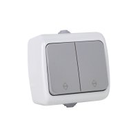 ENTAC STEPHAN FELÜLETRE SZERELHETŐ DUPLA SZERVÁLTÓKAPCSOLÓ IP54 SZÜRKE-FEHÉR