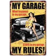 Point Retro fémtábla 20x30cm My garage my rules