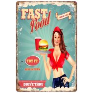 Point Retro dekor fémtábla 20x30cm Fast food