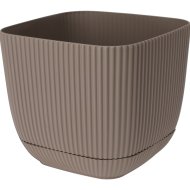 Virágcserép alátéttel műanyag 17x19,5x19,5cm 3-féle színben szögletes