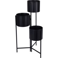 Virágtartó állvány fém 68x39x29cm 3 emeletes fekete színű