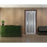 Ideal harmonikaajtó 83x200 cm ablakos fehér kőris