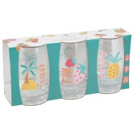 Ivópohár 250ml-es 10x6x6cm 3db/cs gyümölcs mintás üveg
