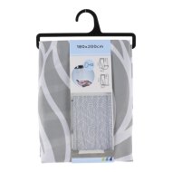 Zuhanyfüggöny poliészter 180x200cm fehér-szürke hullám minta, 12 karikával