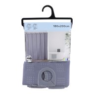Zuhanyfüggöny poliészter 180x200cm szürke, integrált karikával
