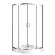 SANOTECHNIK ZUHANYKABIN 80X80X180CM ÍVES, 4MM, 2 TOLÓ AJTÓ, KRÓM PROFIL, TÁLCA NÉLKÜL