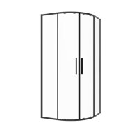 Sanotechnik Sanoslim zuhanykabin 90x90x200cm, íves, 6mm biztonsági üveg, fekete keret, vízlepergető bevonat