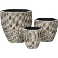 Kaspó műanyag 33x33cm szürke rattan hatású