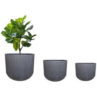 Kaspó rostcement 54x46cm matt fekete csíkozott