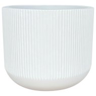 Kaspó rostcement 46x40cm matt fehér csíkozott