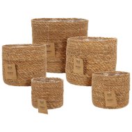 Kaspó szett fonott 5-féle méret/szett fóliázott belső réteggel