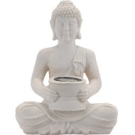 SZOLÁR BUDDHA FIGURA 20X14X28CM FEHÉR