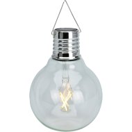 SZOLÁR VILLANYKÖRTE FORMA 4XLED MELEGFEHÉR 10X16CM ÜVEG-FÉM AKASZTÓ KÉTFÉLE MODELL