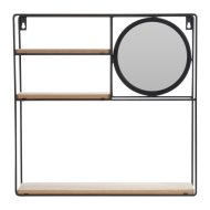 Falra szerelhető polc 3 MDF polccal, tükörrel 40x10x40cm fém