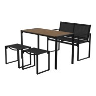 Reckmann Helytakarékos 4 részes műanyag szürke kerti bútor szett