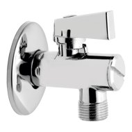 Ferro sarokcsap 1/2" x 3/8" szűrővel, takarórozettával és fém kezelőkarral