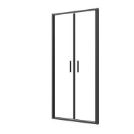 Sanotechnik Sanoslim kétszárnyas zuhanyfülkeajtó 78-82x200cm, 6mm edzett üveg, fekete profil